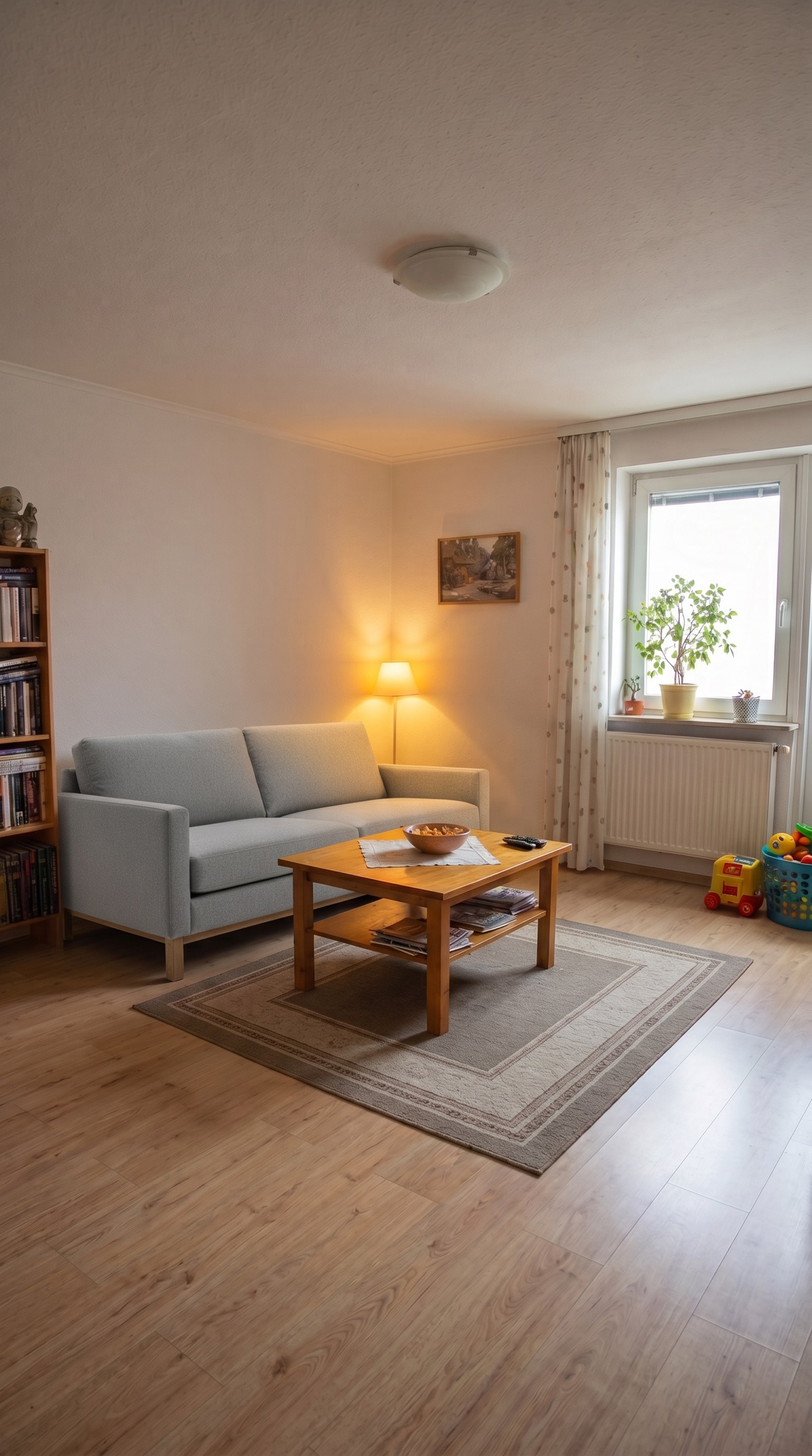 Living room rendered in Scandinavian style